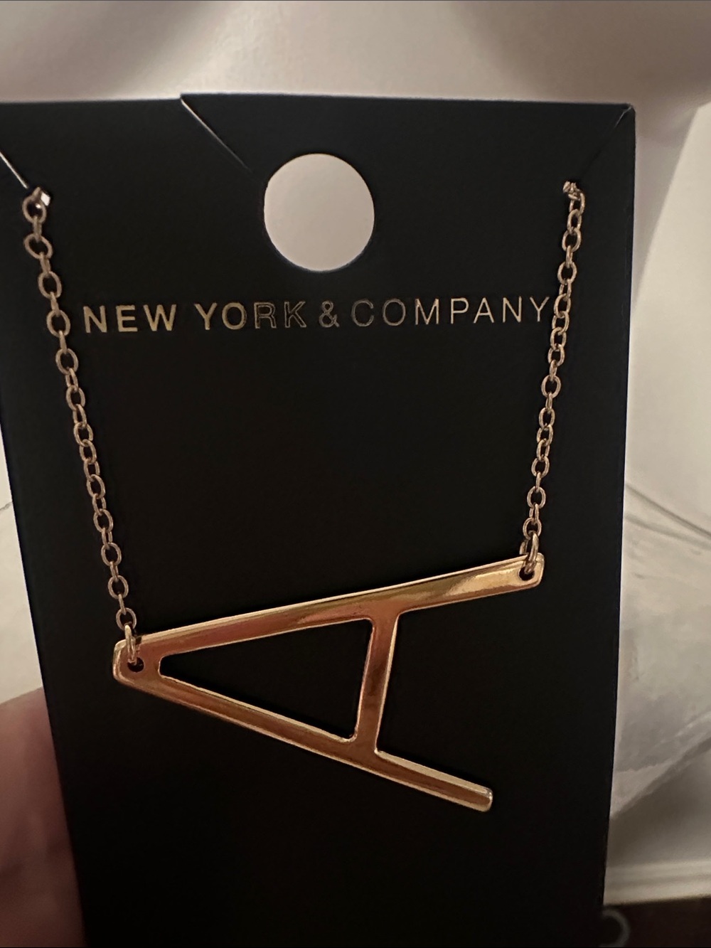 New York & Company Rose Gold 'A' Initial Cutout Pendant Necklace